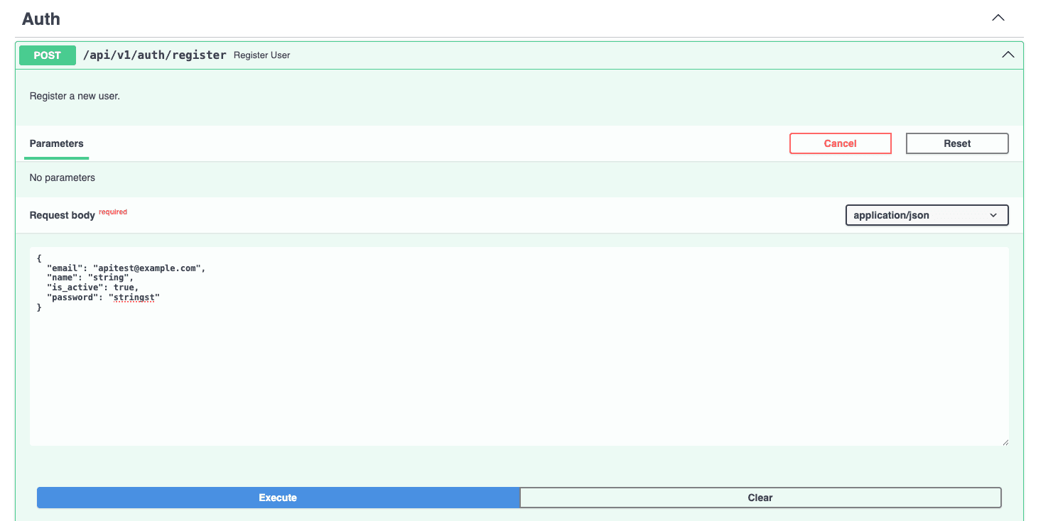Register endpoint