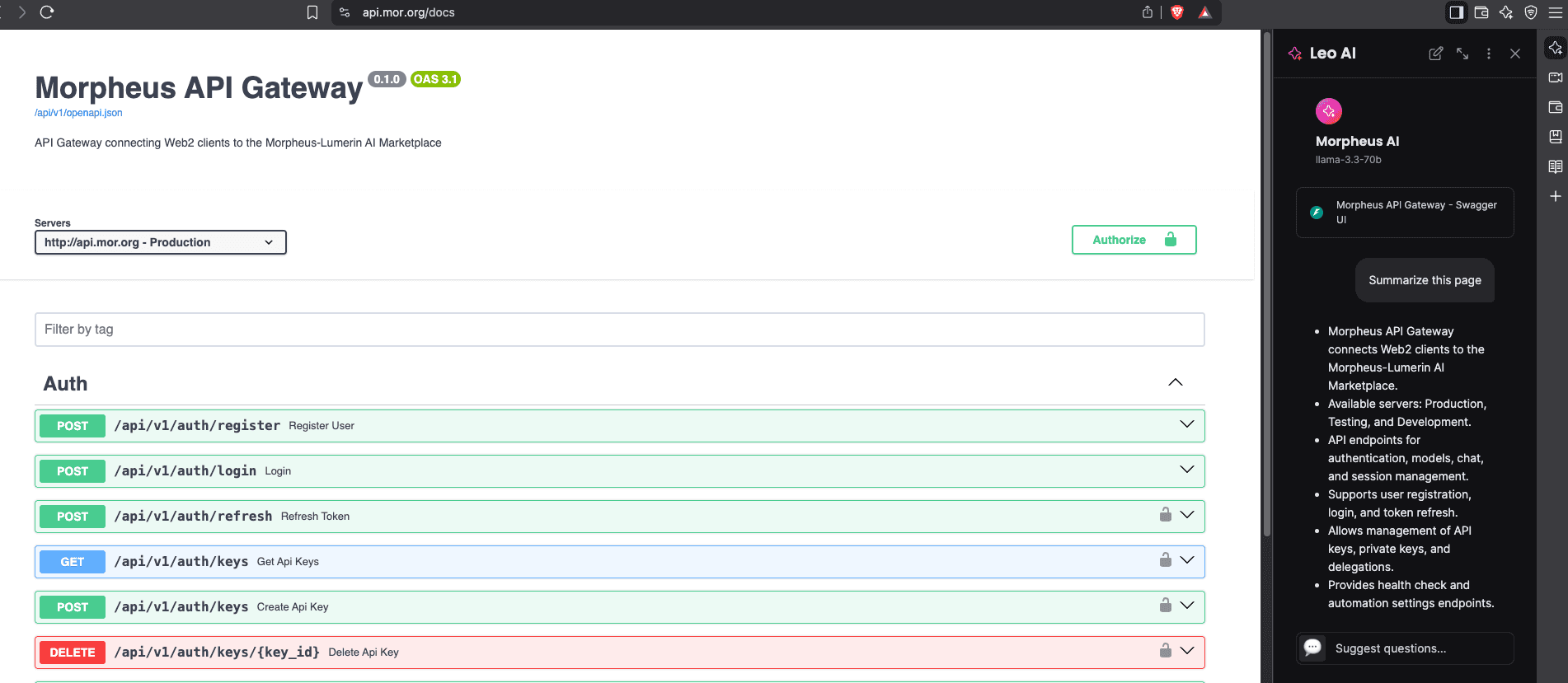 Using Brave Leo with Morpheus