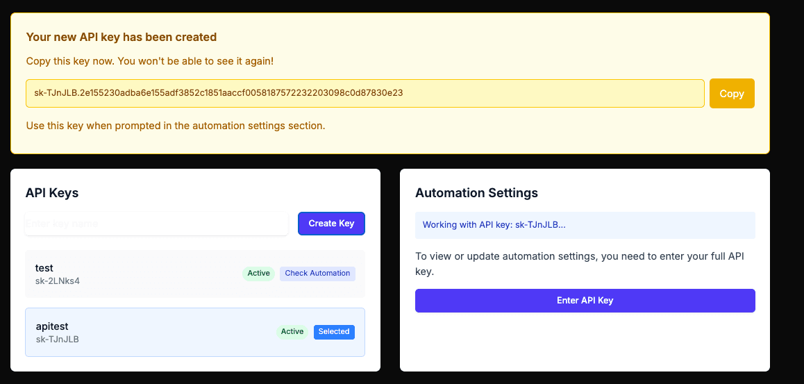 API Key Creation
